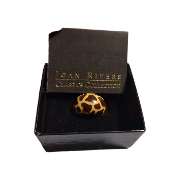 Joan Rivers Animal Print Enamel Ring Size 7 Signed New In Box Gold Tone - Picture 4 of 4